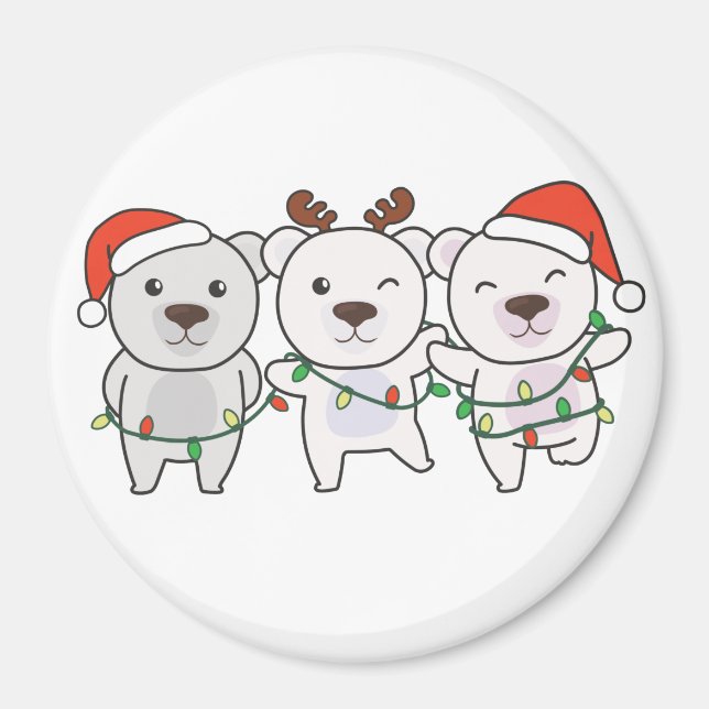 Íman Polar Bear Animais de Natal Bonitos (Frente)