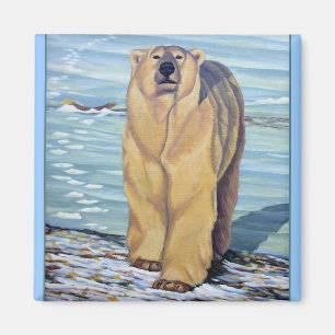 Íman Polar Bear Art Fridge Magent Wildlife Art Gifes