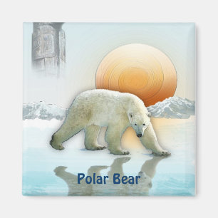 Íman Polar Bear Ártico Ártico Magneta de Arte