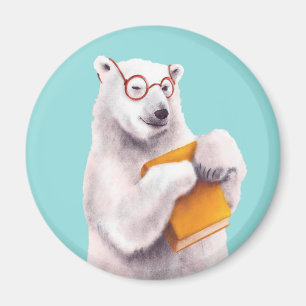 Íman Polar Bear Book Lover Nerdy