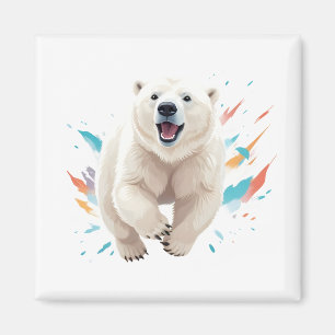 Íman Polar Bear Feliz Brincadeira Brincadeira Jumping A