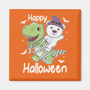 Íman Polar Bear Feliz Halloween T-rex Mummy Costume