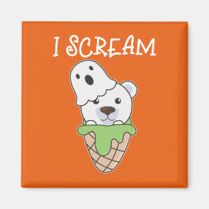 Íman Polar Bear Halloween Ghost I Gritar Ice Pun