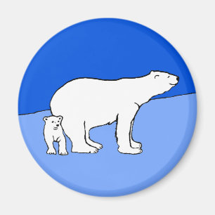 Íman Polar Bear Mãe e Pintura em Cubo - Arte Selvagem