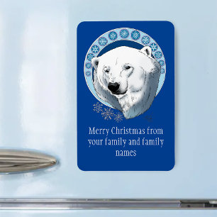 Íman Polar Bear Snowflakes Art Nouveau