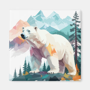 Íman Polar Bear Vetor Arte Animal Majestosa Natureza Se