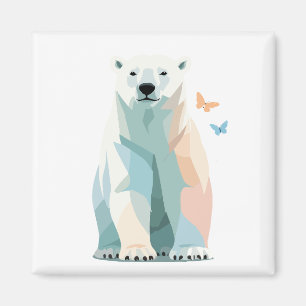 Íman Polar Bear Vetor Pintura Adorável Arte Animal