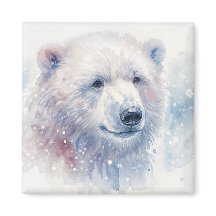 Polar Bear Winter Watercolor Magnet