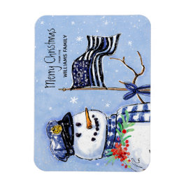 Íman Policial Fino Blue Line Flag Feliz Natal Snowman