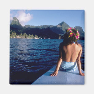 Íman Polinésia Francesa, Moorea. Mulher desfrutando da