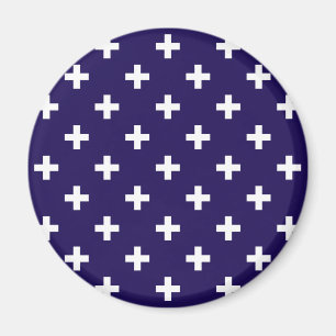 Íman Polka branca cruza a azul-marinho