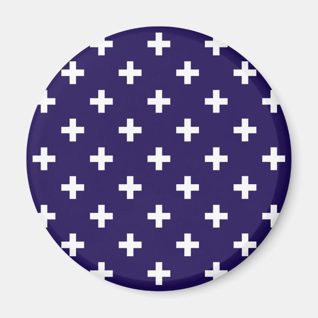 Íman Polka branca cruza a azul-marinho (Frente)