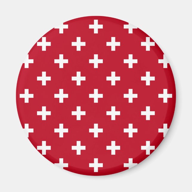 Íman Polka branca cruza em vermelho (Frente)