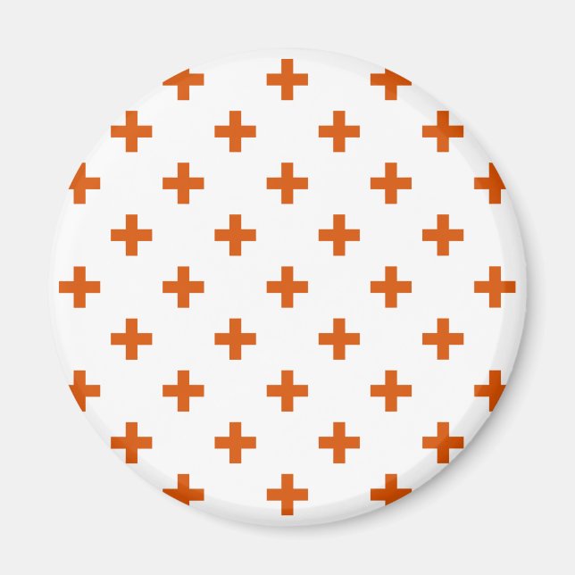Íman Polka laranja cruza em branco (Frente)