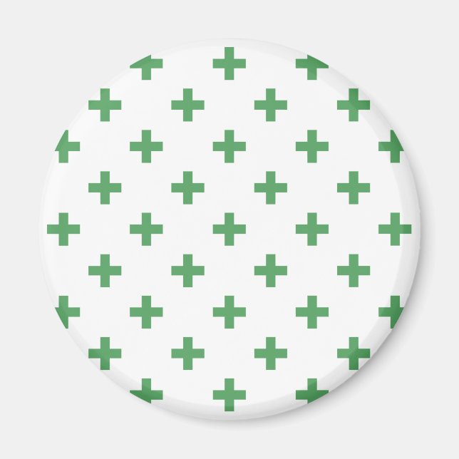 Íman Polka verde cruza em branco (Frente)
