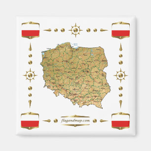 Íman Polônia Map + Magnet