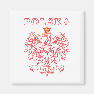 Íman Polska Com Águia Polonesa Vermelha