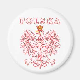 Íman Polska Com Águia Polonesa Vermelha