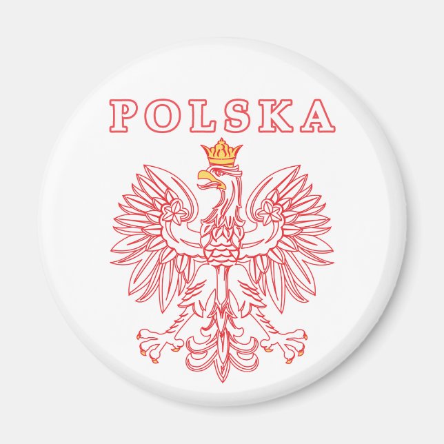 Íman Polska Com Águia Polonesa Vermelha (Frente)