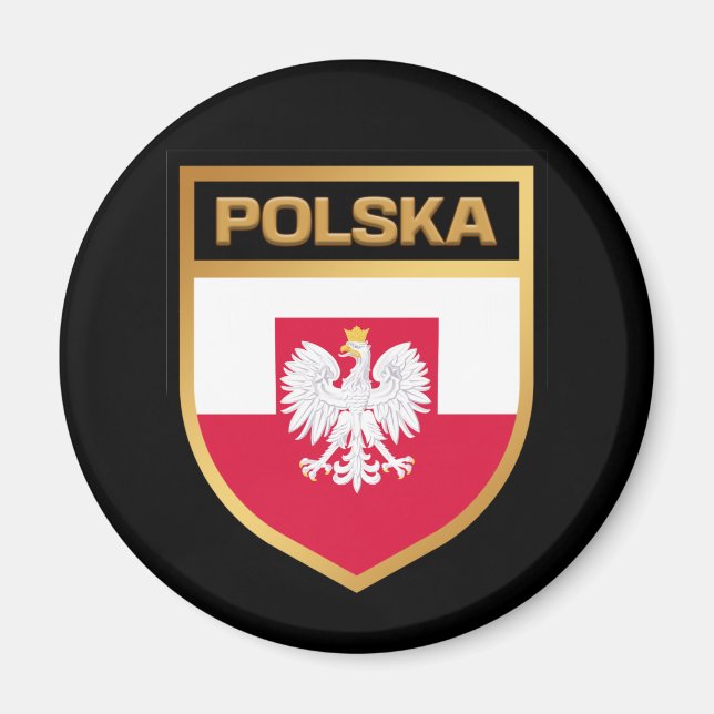 Íman Polska / Polônia Flag Shield & Emblem (Frente)