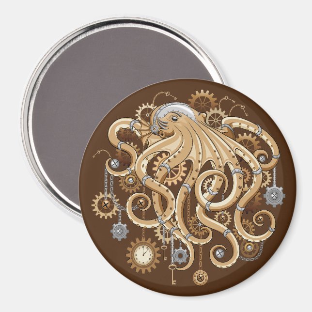 Íman Polvo Steampunk Retro Fantasia Mecânica (Front/Back)