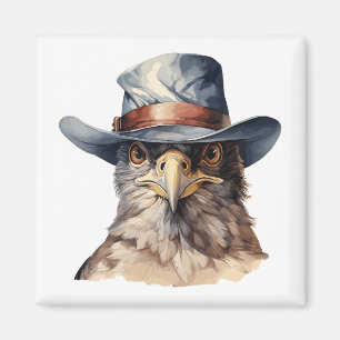 Íman Pombo engraçado vestindo um chapéu de cowboy, aqua
