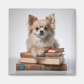 Íman Pomchi em Pilha de Livros