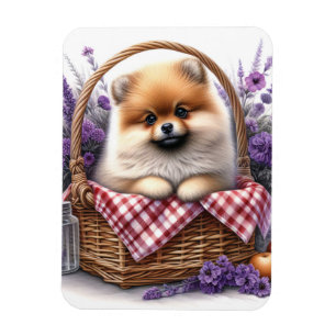 Íman Pomerânia Cão-Puppy Cão Aquarela Floral Flexível