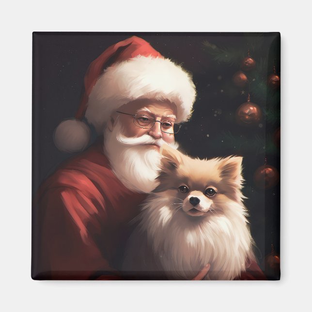 Íman Pomerânia com Papai Noel Natal Festivo (Frente)