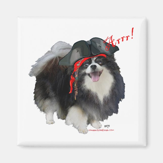 Íman Pomerânia Preto Pirata - Arrr! (Frente)