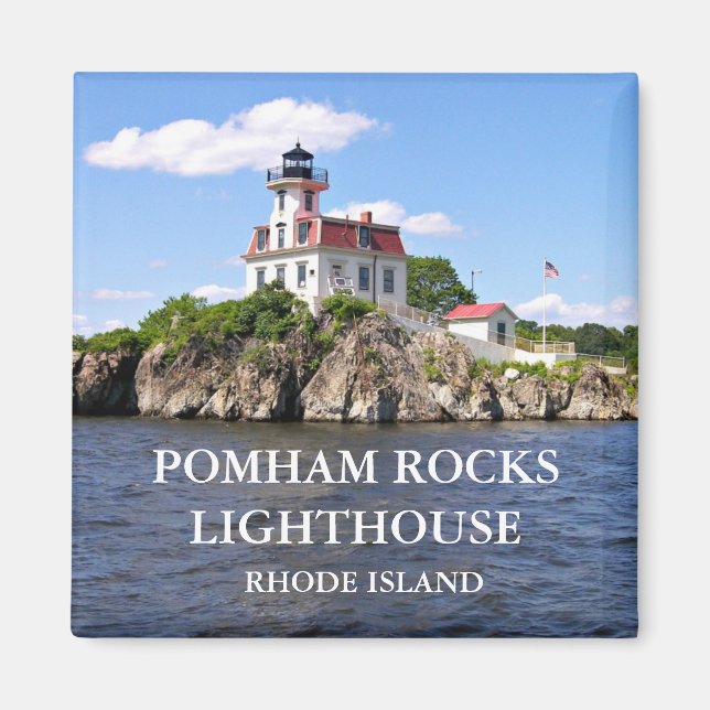 Íman Pomham Rocks Lighthouse, Rhode Island Magnet (Frente)