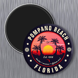 Íman Pompano Beach Florida Retro Sunset Souvenir