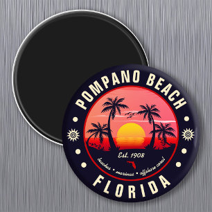 Íman Pompano Beach Florida Retro Sunset Souvenir
