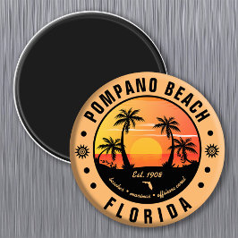 Íman Pompano Beach Florida Retro Sunset Souvenir 80