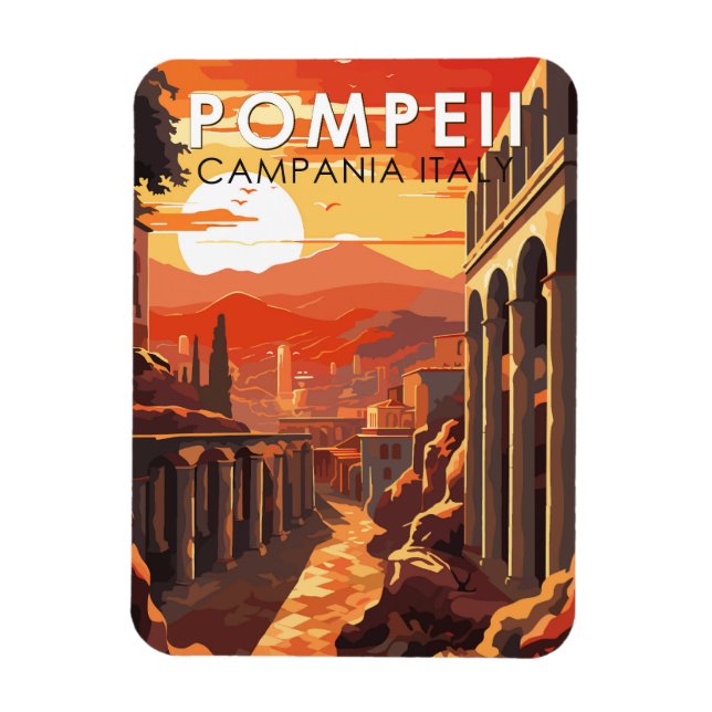 Íman Pompeii Campania Itália Viagem Art Vintage (Vertical)