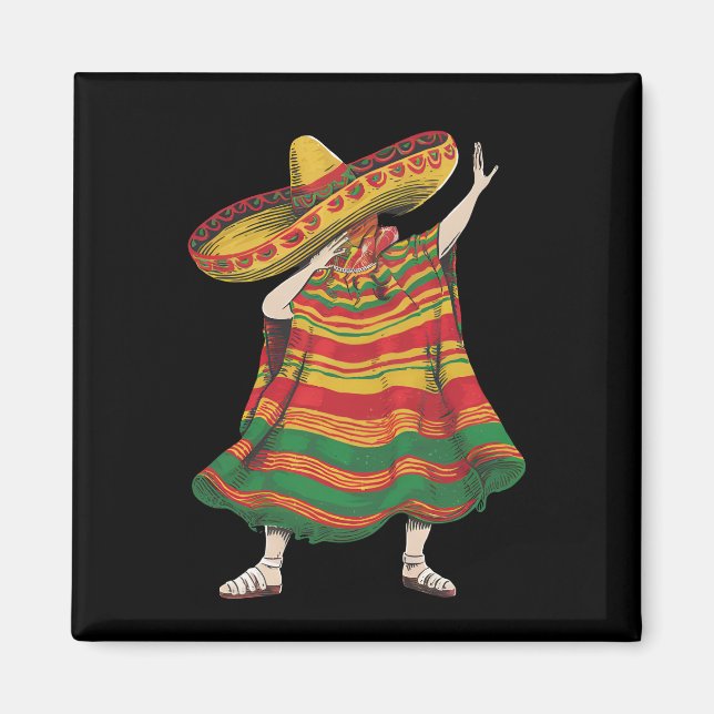 Íman Poncho Mexicano Dabbing Cinco De Mayo Festa De Par (Frente)