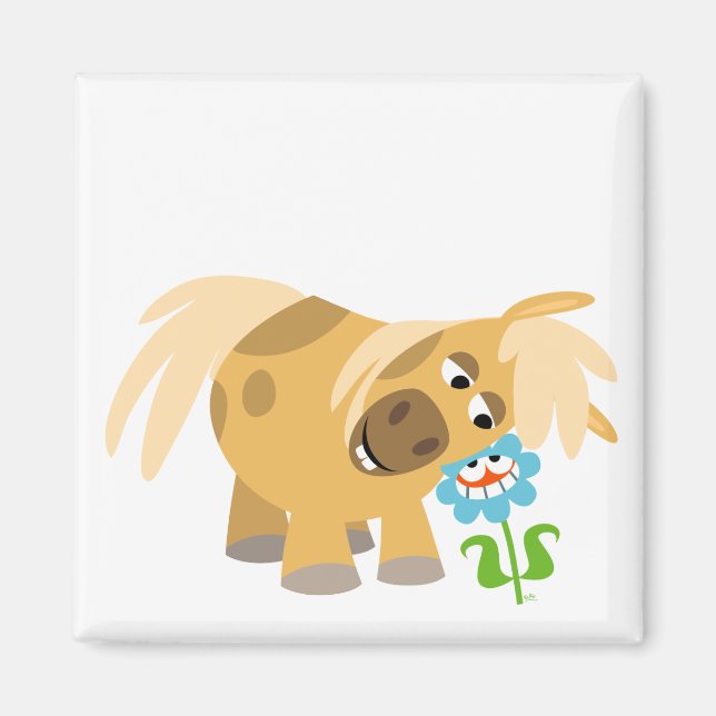 Íman Pônea de Cartoon de Letra e Magneta de Flor (Frente)