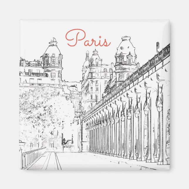 Íman Pont de Bir-Hakeim sobre o Sena - Paris, França (Frente)