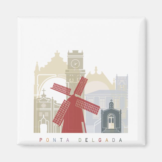 Íman Ponta Delgada skyline poster (Frente)