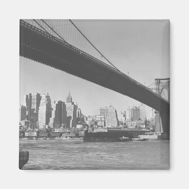 Íman Ponte Brooklyn e linha do horizonte de Manhattan e (Frente)