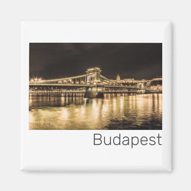 Íman Ponte da Cadeia de Budapeste - Hungria - Retro Nig (Frente)