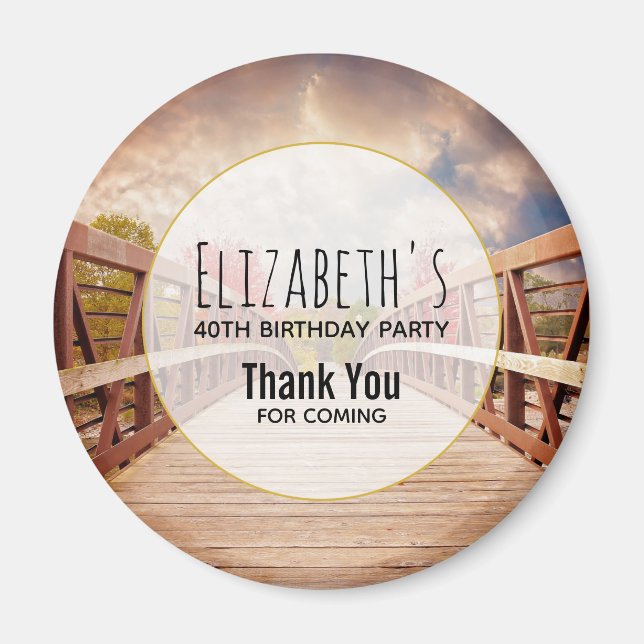 Íman Ponte rustica de madeira no campo de aniversário (Frente)