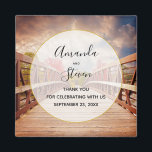 Íman Ponte rustica de madeira no poço do casamento<br><div class="desc">Obrigado de casamento,  seus ímãs com uma fotografia cênica. Uma ponte de madeira em direção a um caminho rodeado por árvores florestais mudando de cor.</div>