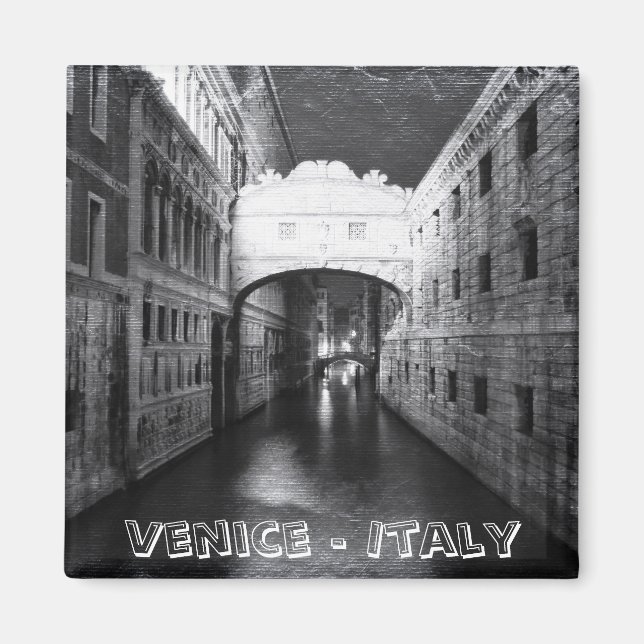 Íman Pontes de Veneza à Noite (Imã de geladeira) (Frente)