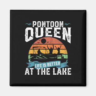 Íman Pontoon Queen Funny Barco Lake Pontooning Womens
