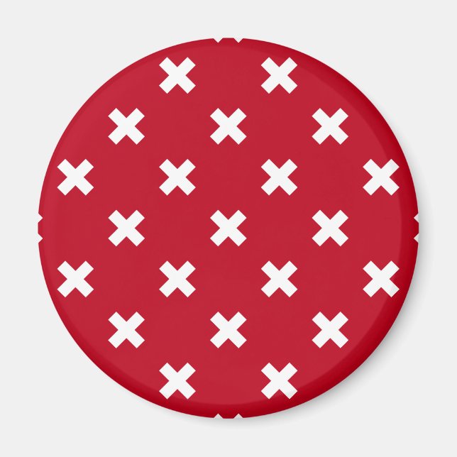 Íman Pontos de cruz brancos em vermelho (Frente)