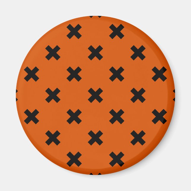 Íman Pontos de cruz pretos em laranja (Frente)