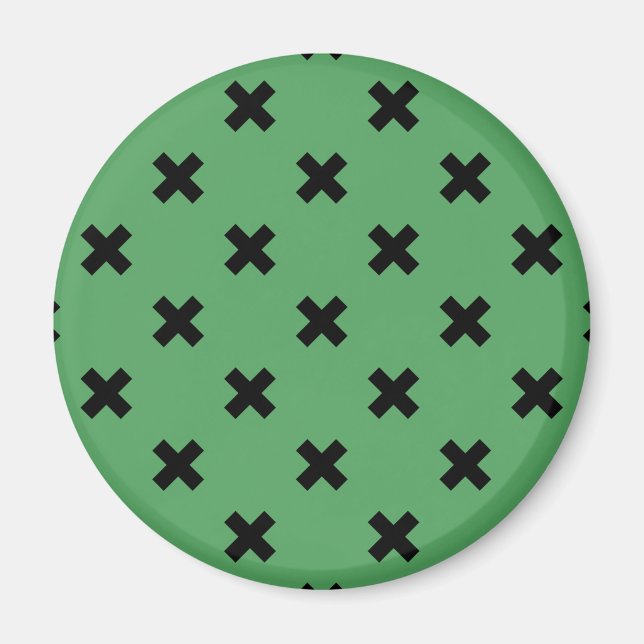 Íman Pontos de cruz pretos em verde (Frente)