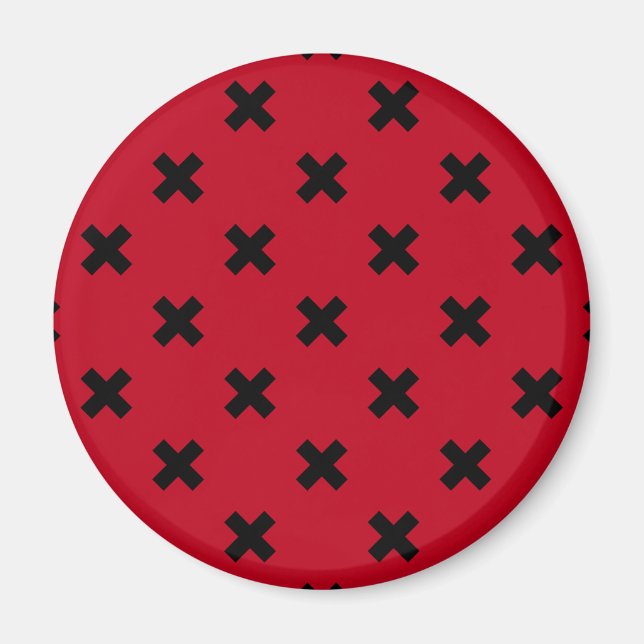 Íman Pontos de cruz pretos em vermelho (Frente)