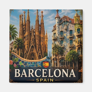 Íman 🧲 Pontos Turísticos de Barcelona Lembrança de Via